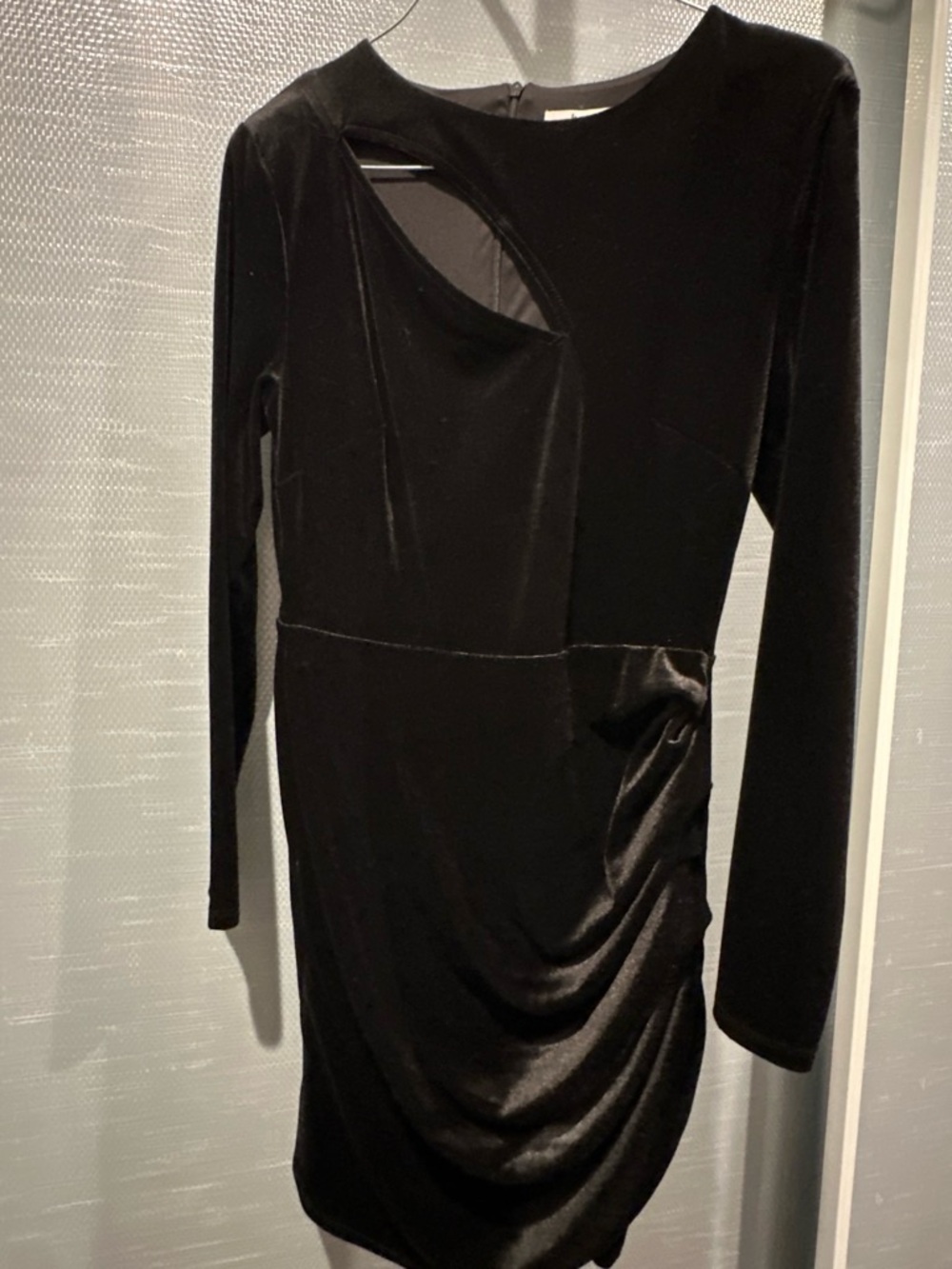 Bar III Black Velvet Long-Sleeve Cutout Dress